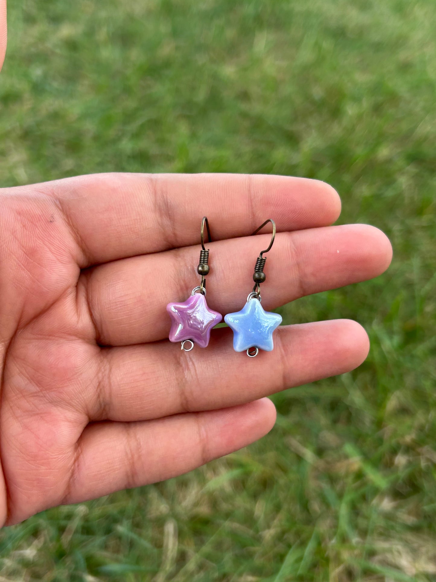 Purple N Baby Blue Star Child Earrings
