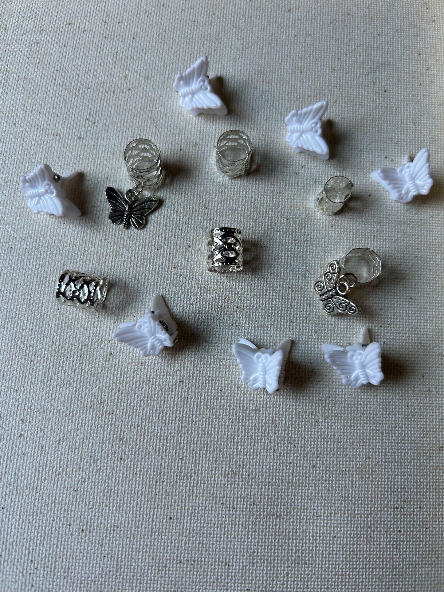 Silver Butterflies Hair Charms
