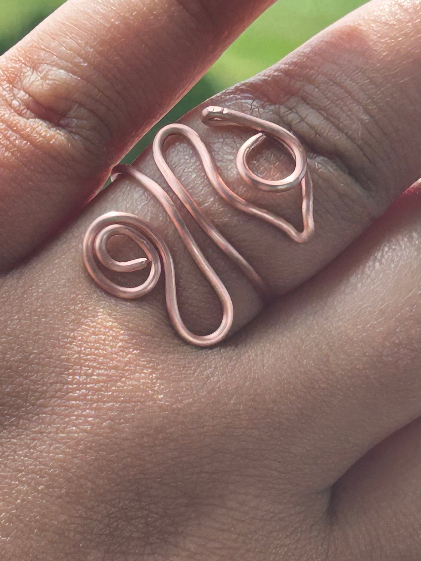 Adjustable Hand Wrapped Copped Wire Eye Of Prosperity Ring