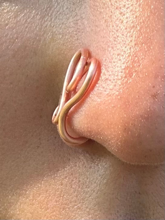 Adjustable Hand Wrapped Copper Wire Heart Nose Cuff