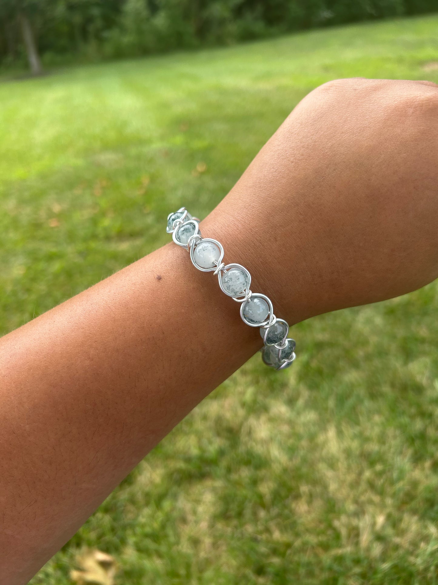 Peace & Serenity Silver Wire Wrapped Bangle
