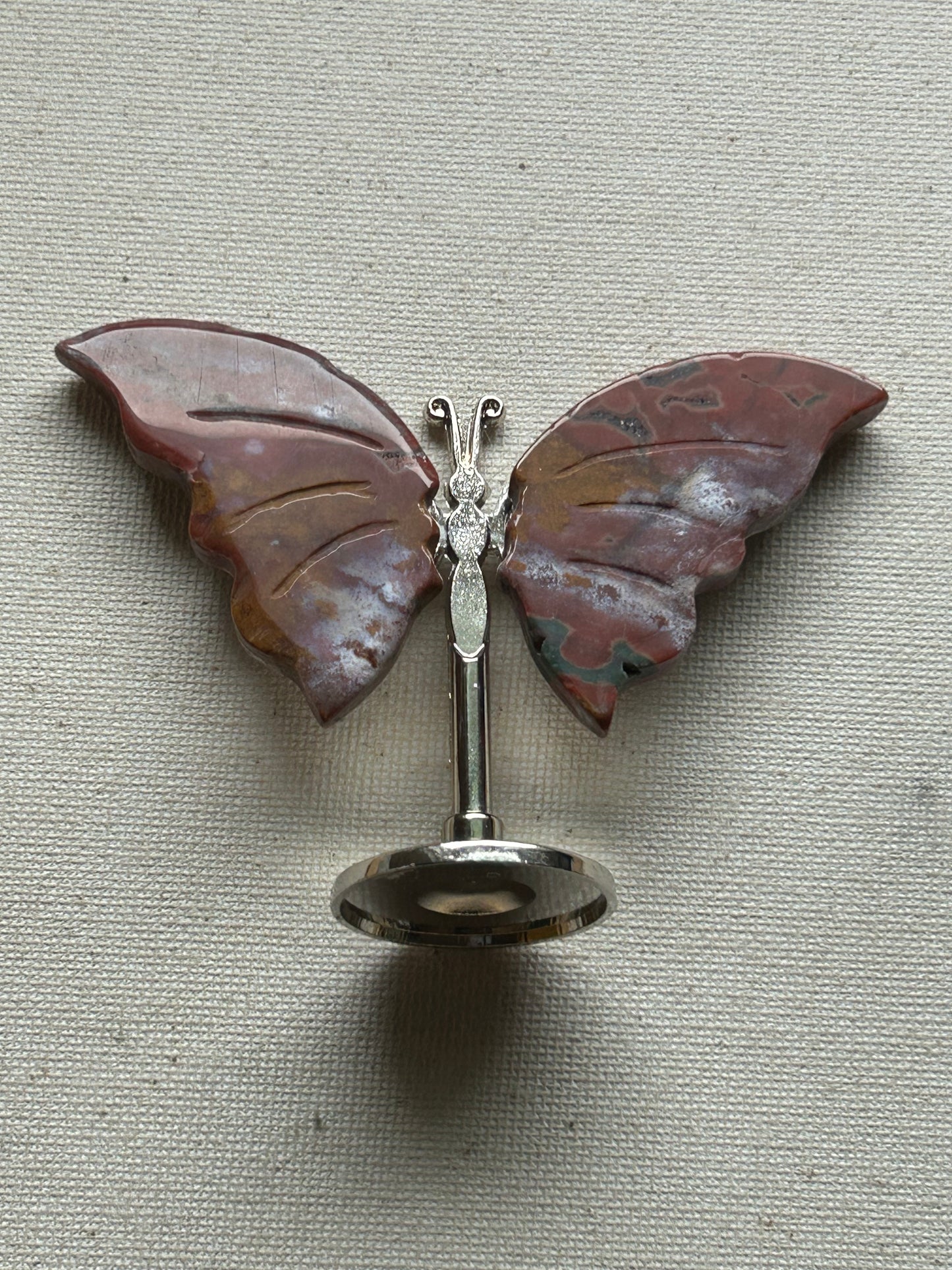 Small Sized Jasper Crystal Butterfly Stand