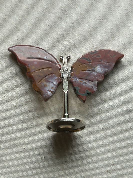 Small Sized Jasper Crystal Butterfly Stand