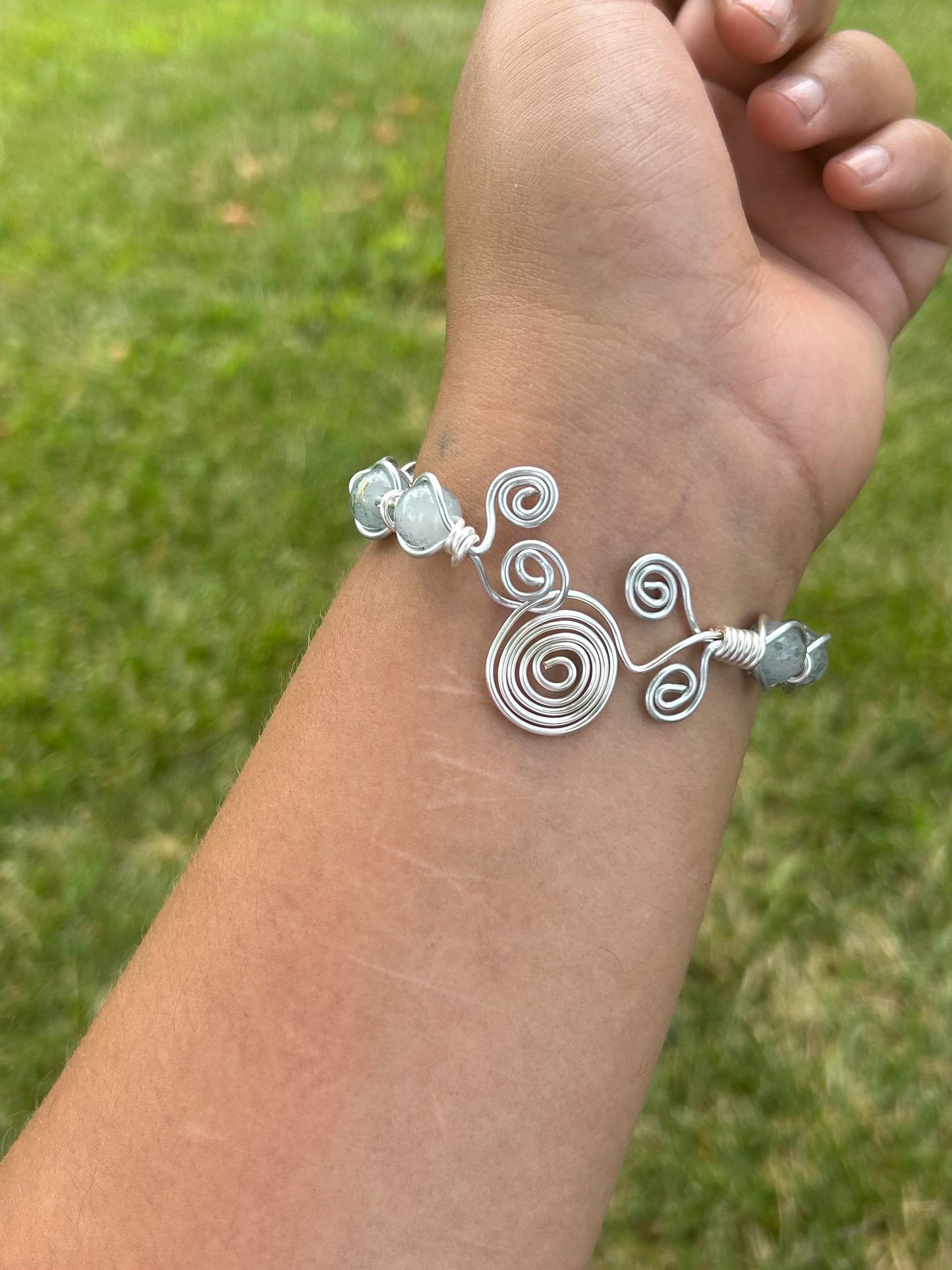 Peace & Serenity Silver Wire Wrapped Bangle