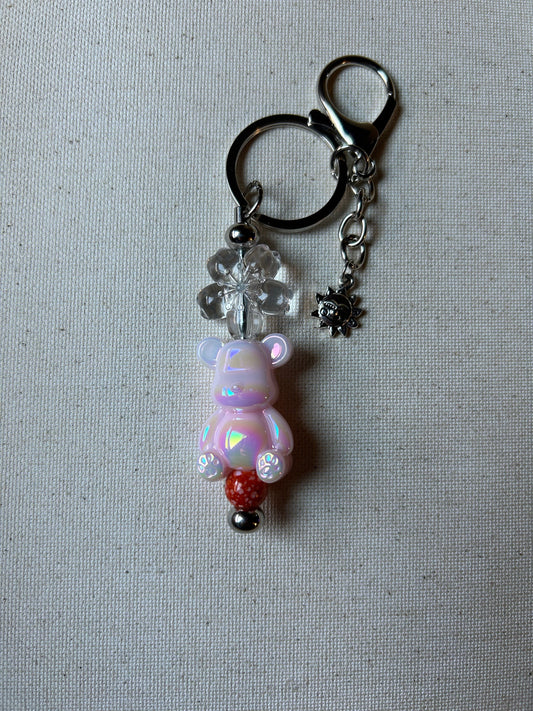 Chrome Bubble Bear Keychain