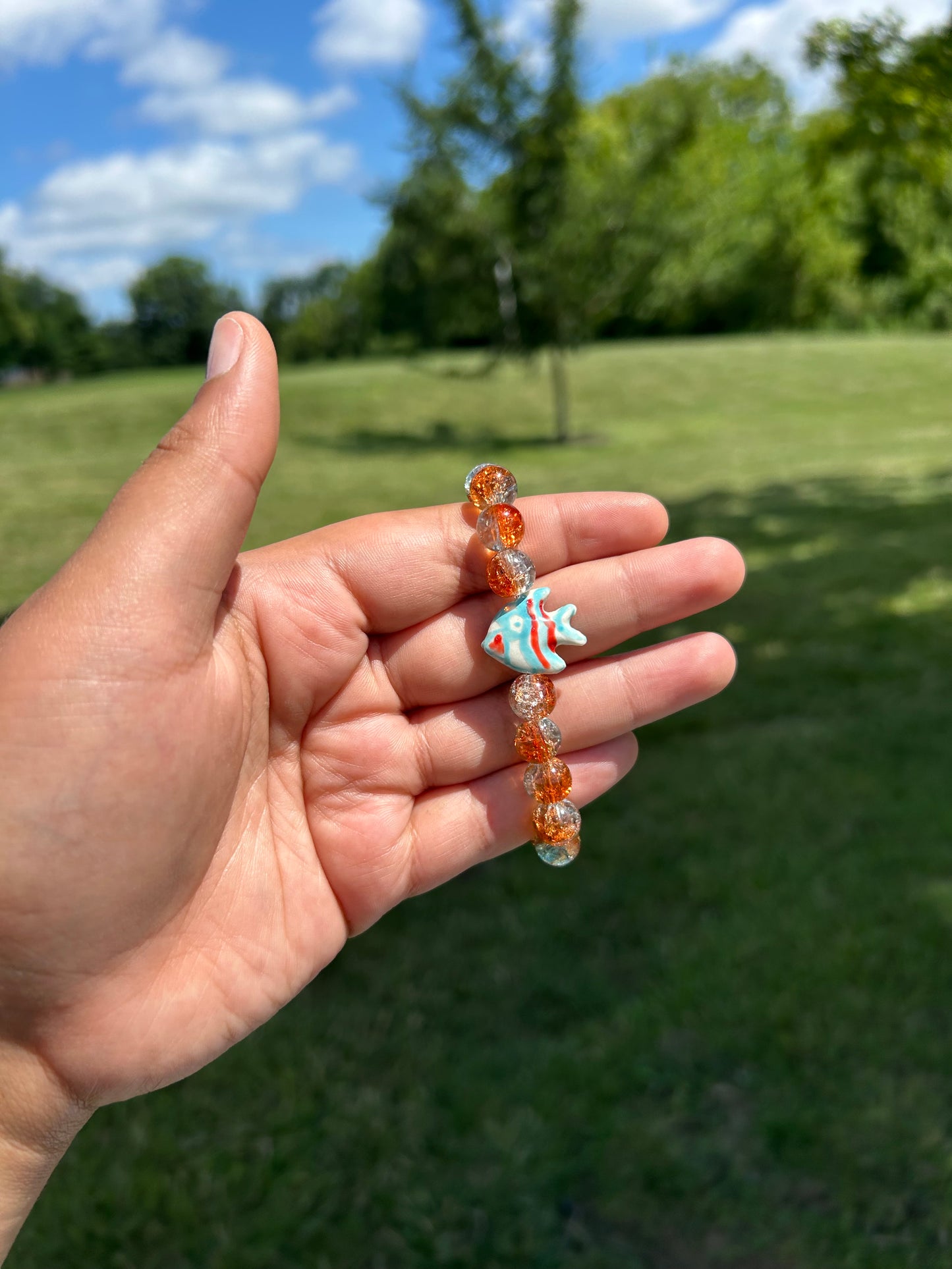Fishy Style Orange Reef Glass Bracelet