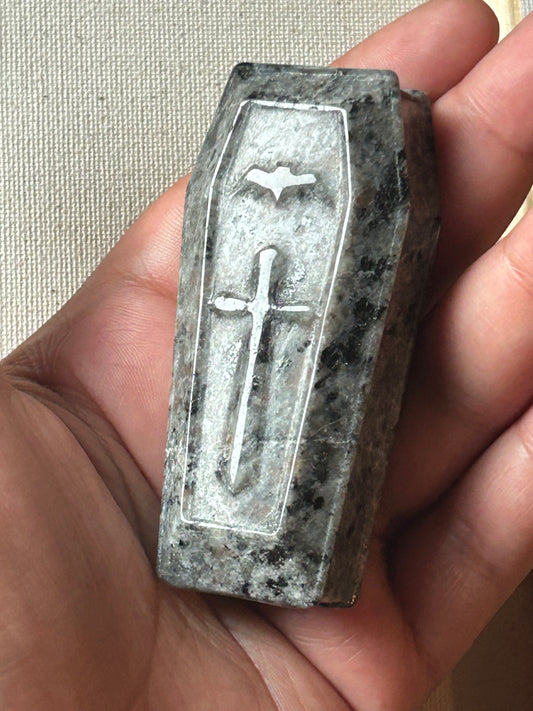 Sesame Jasper Crystal Coffin Carving