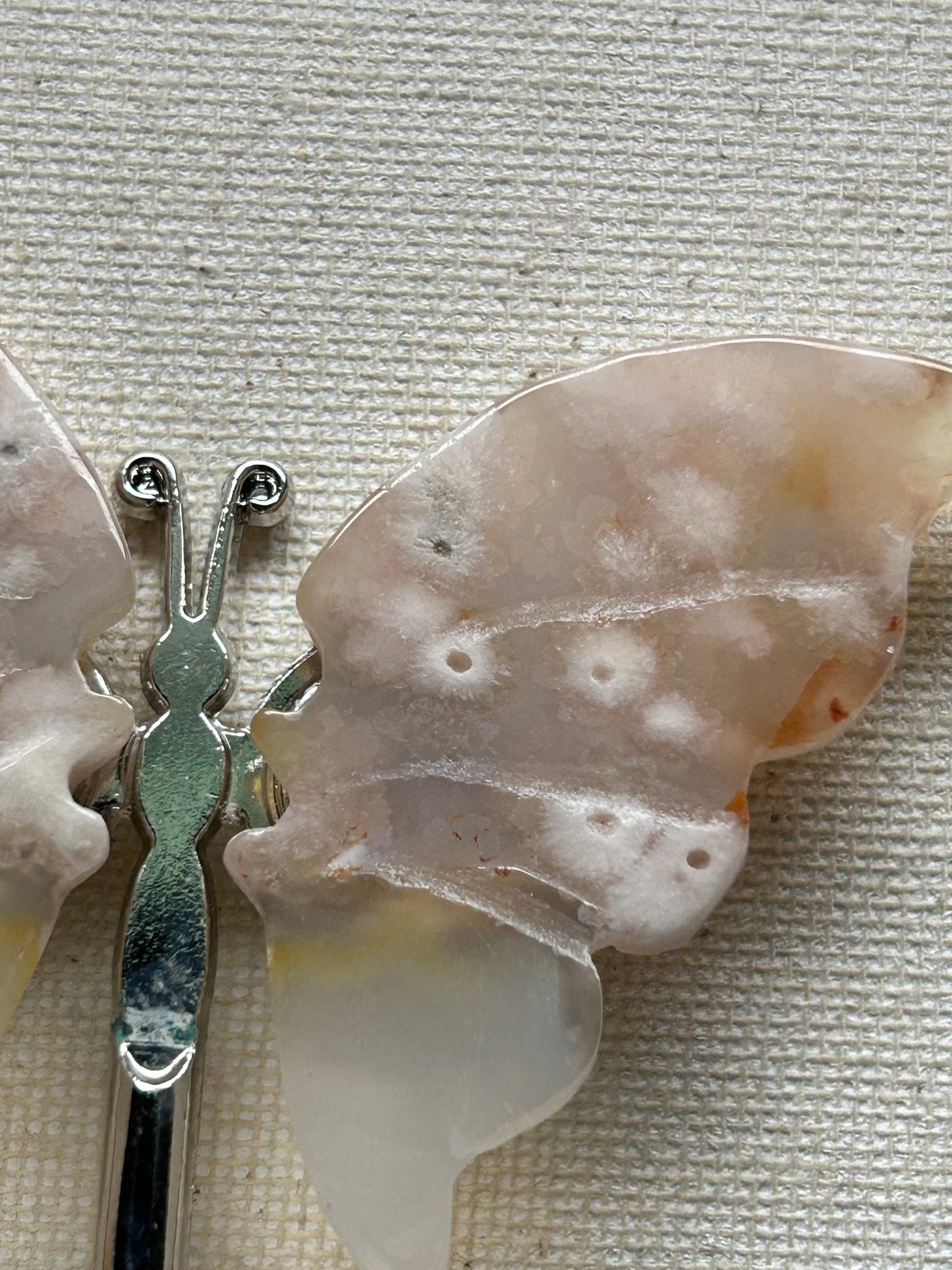 Small Size Flower Agate Crystal Butterfly Stand