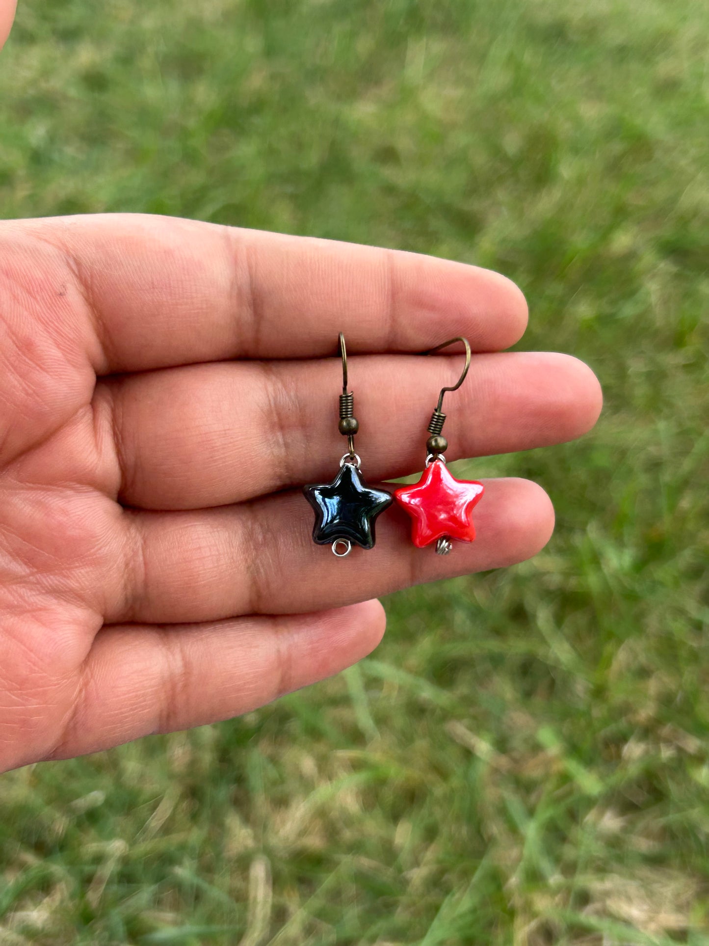 Red N Black Star Child Earrings
