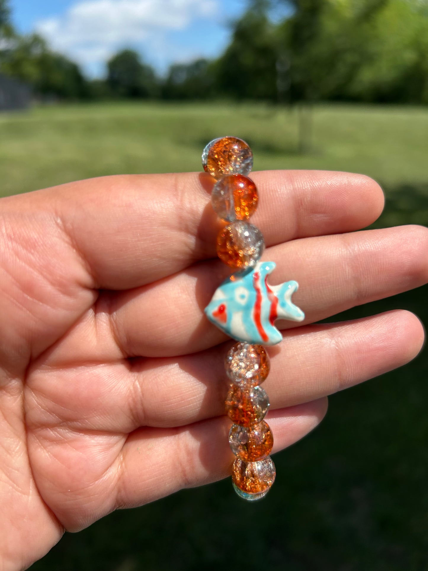 Fishy Style Orange Reef Glass Bracelet