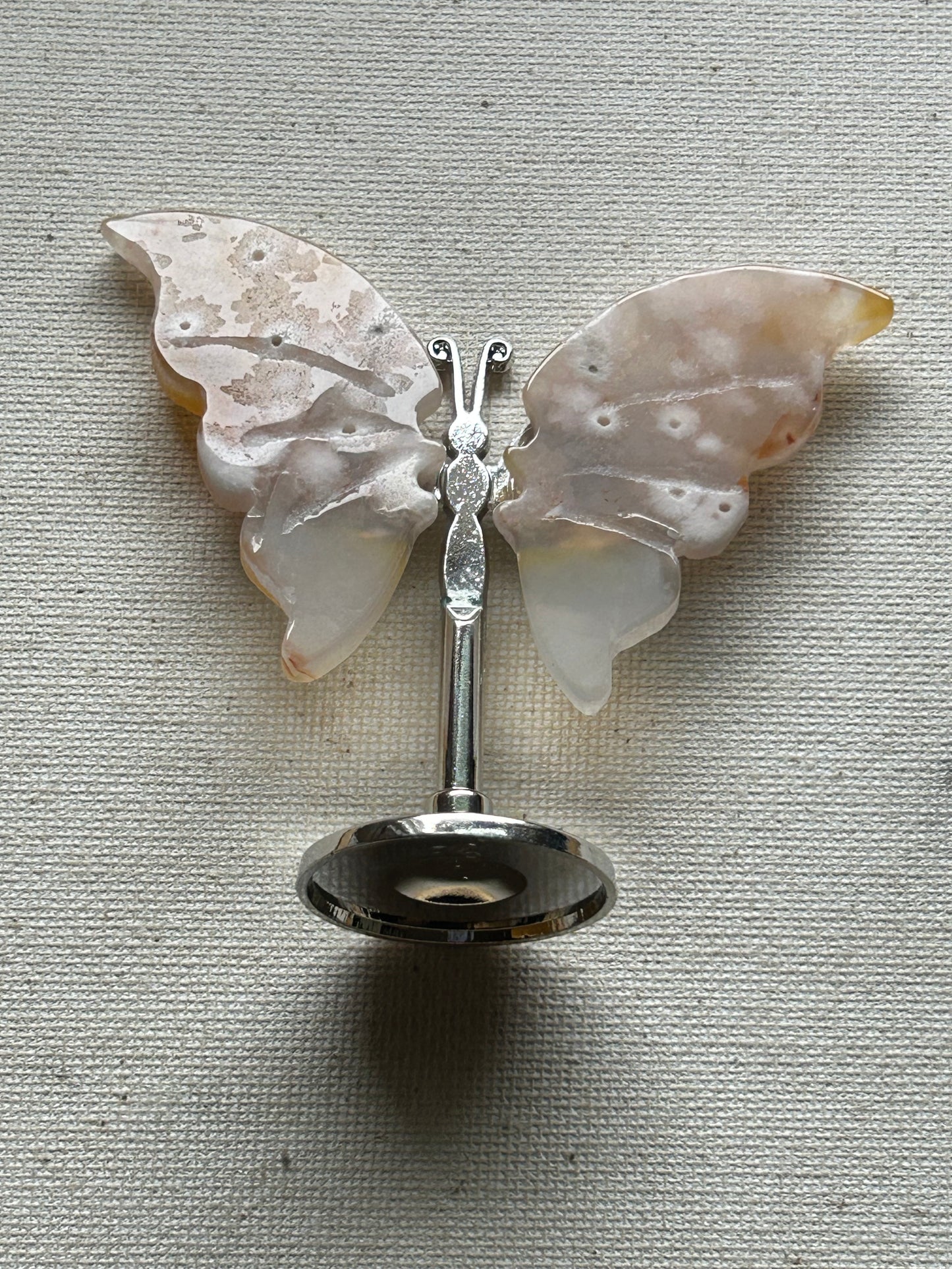 Small Size Flower Agate Crystal Butterfly Stand