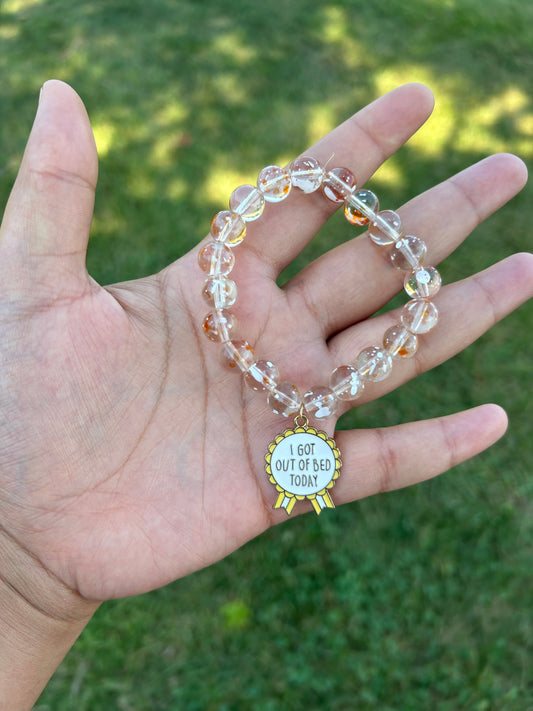 I Got Out Of Bed Today Charmed Glass Bracelet