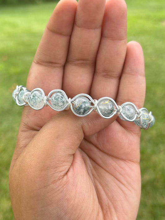 Peace & Serenity Silver Wire Wrapped Bangle