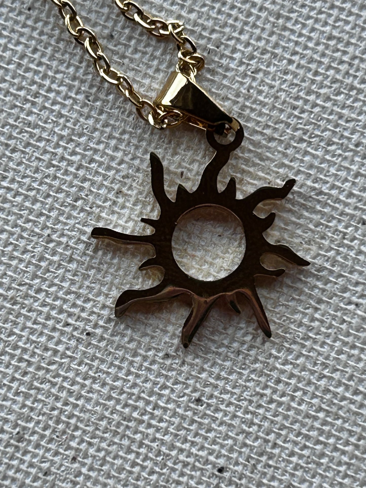 Gold Chain Sun Necklace & Earring Set