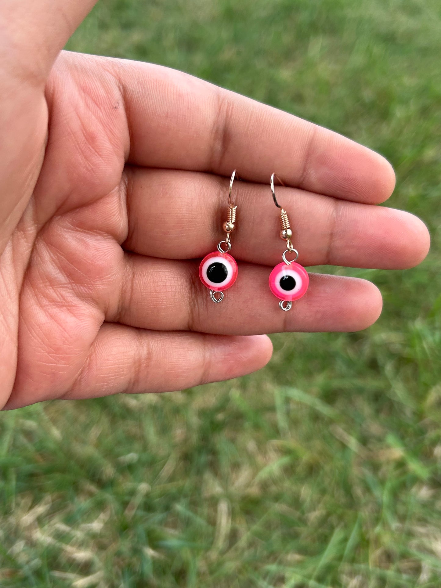 Pink Nazar Earrings