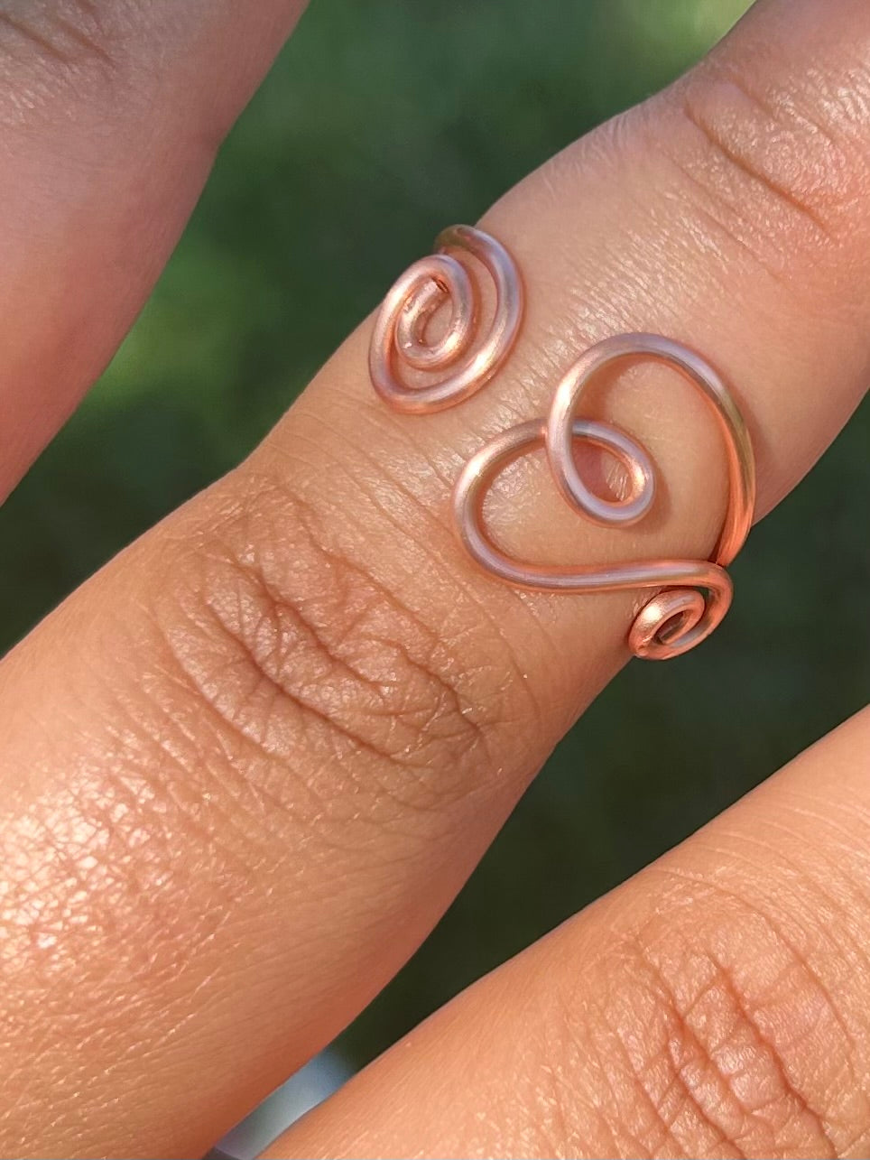 Adjustable Hand Wrapped Copper Wire Heart Ring