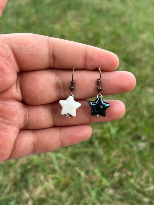 Black N White Star Child Earrings