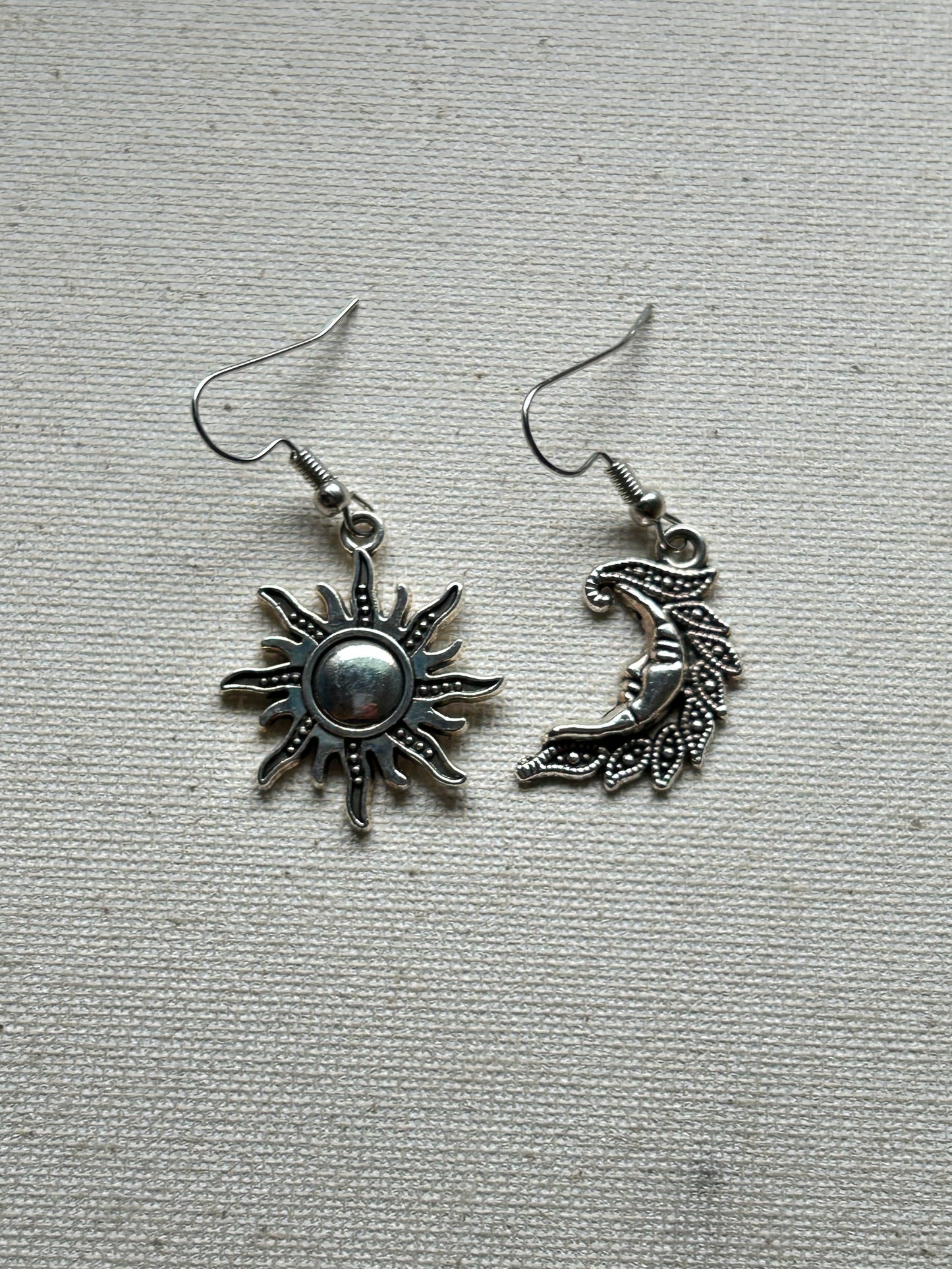 Silver Sun & Moon Earrings