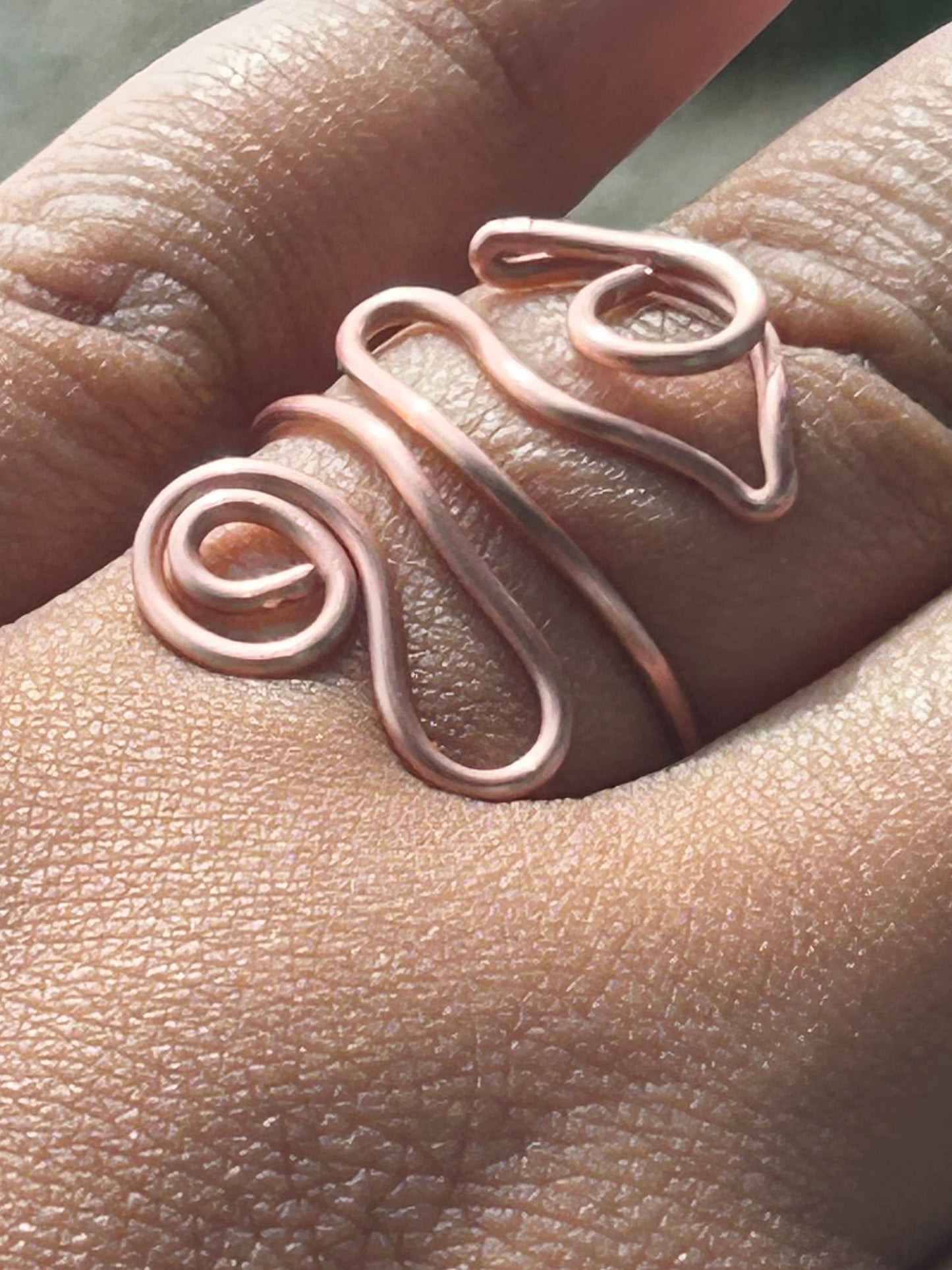 Adjustable Hand Wrapped Copped Wire Eye Of Prosperity Ring