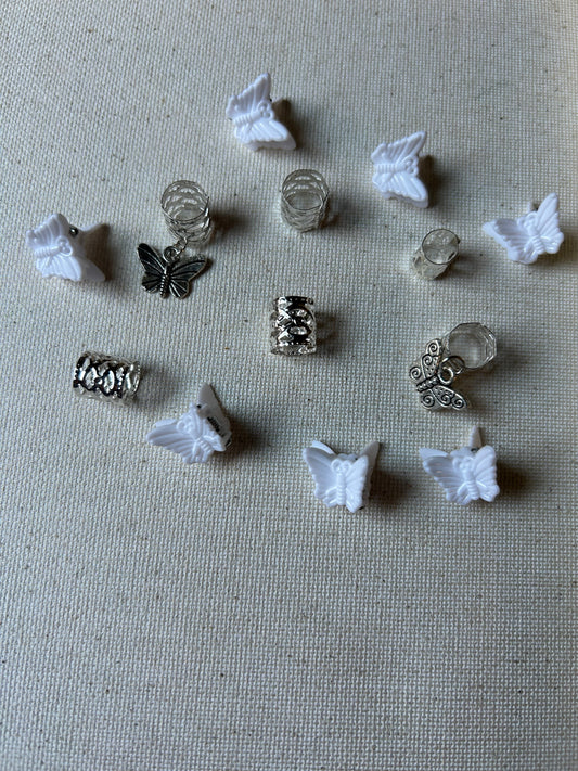 Silver Butterflies Hair Charms