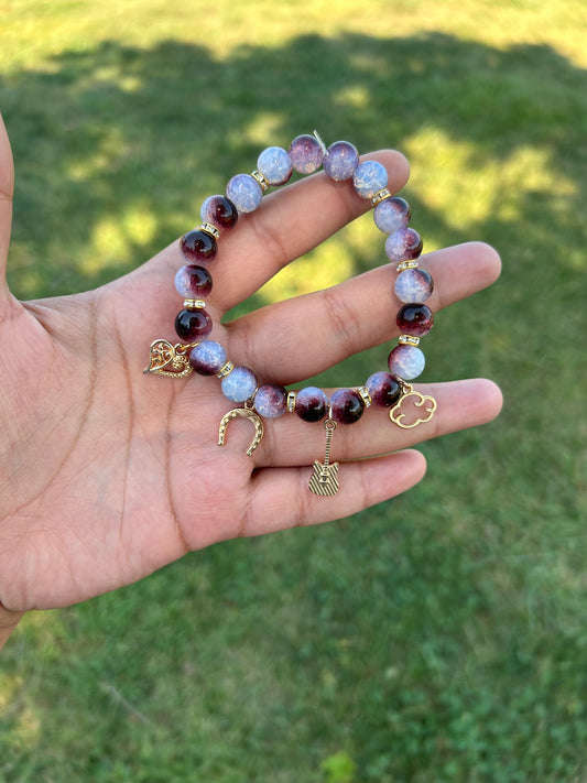 Golden RockStar Charmed Glass Bracelet