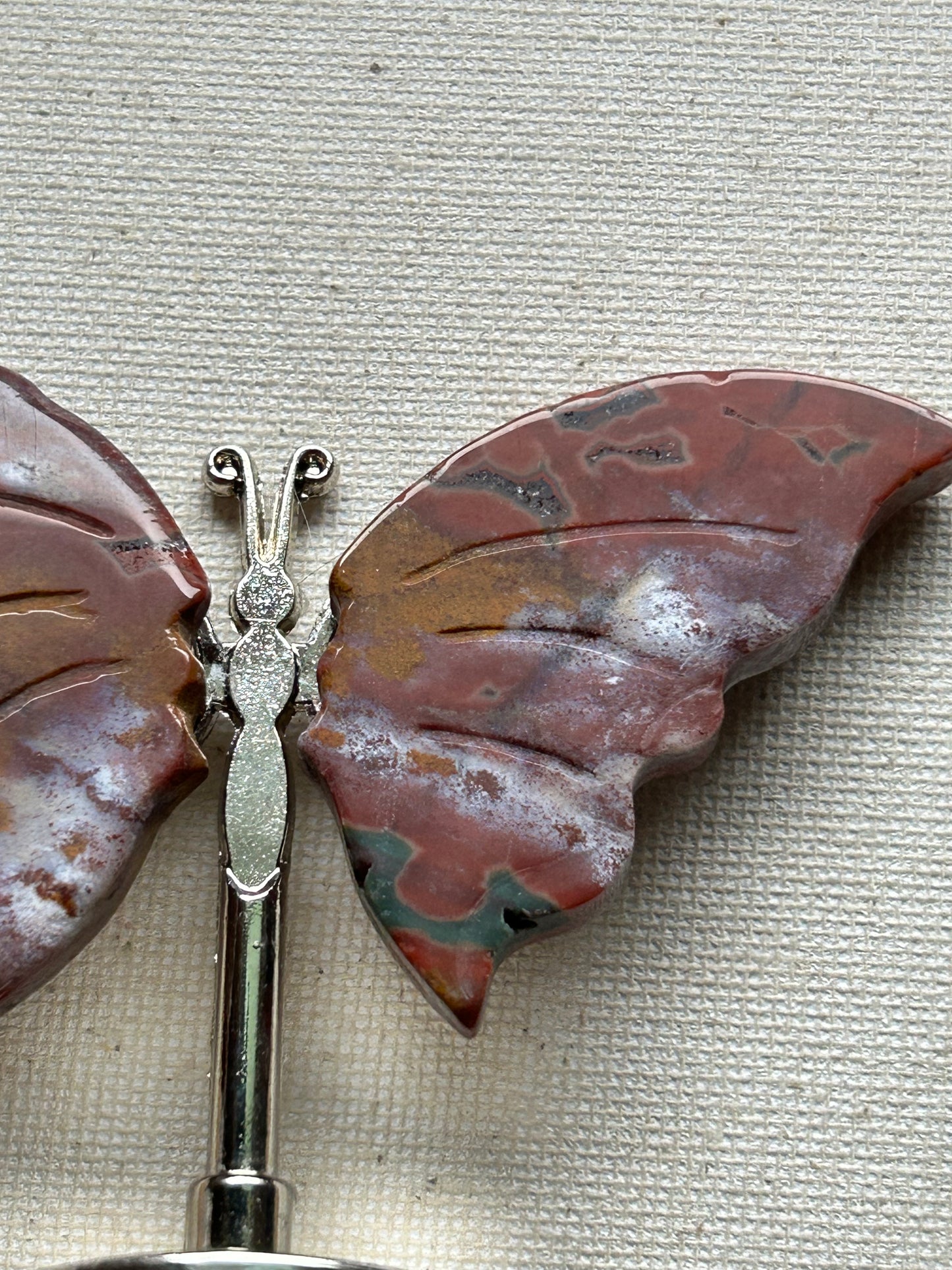 Small Sized Jasper Crystal Butterfly Stand