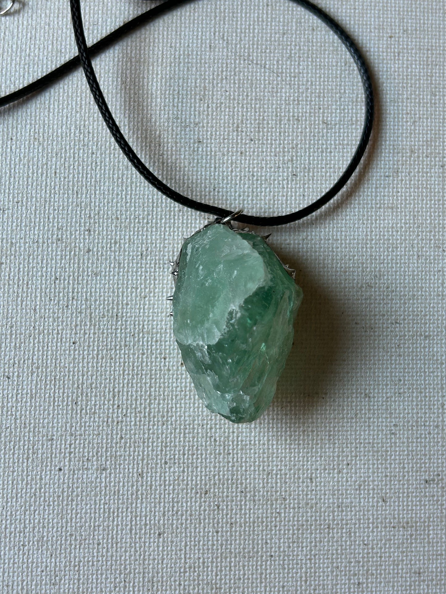Hand Soldered Raw Green Fluorite Necklace
