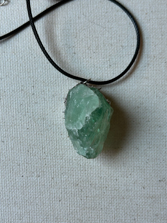 Hand Soldered Raw Green Fluorite Necklace