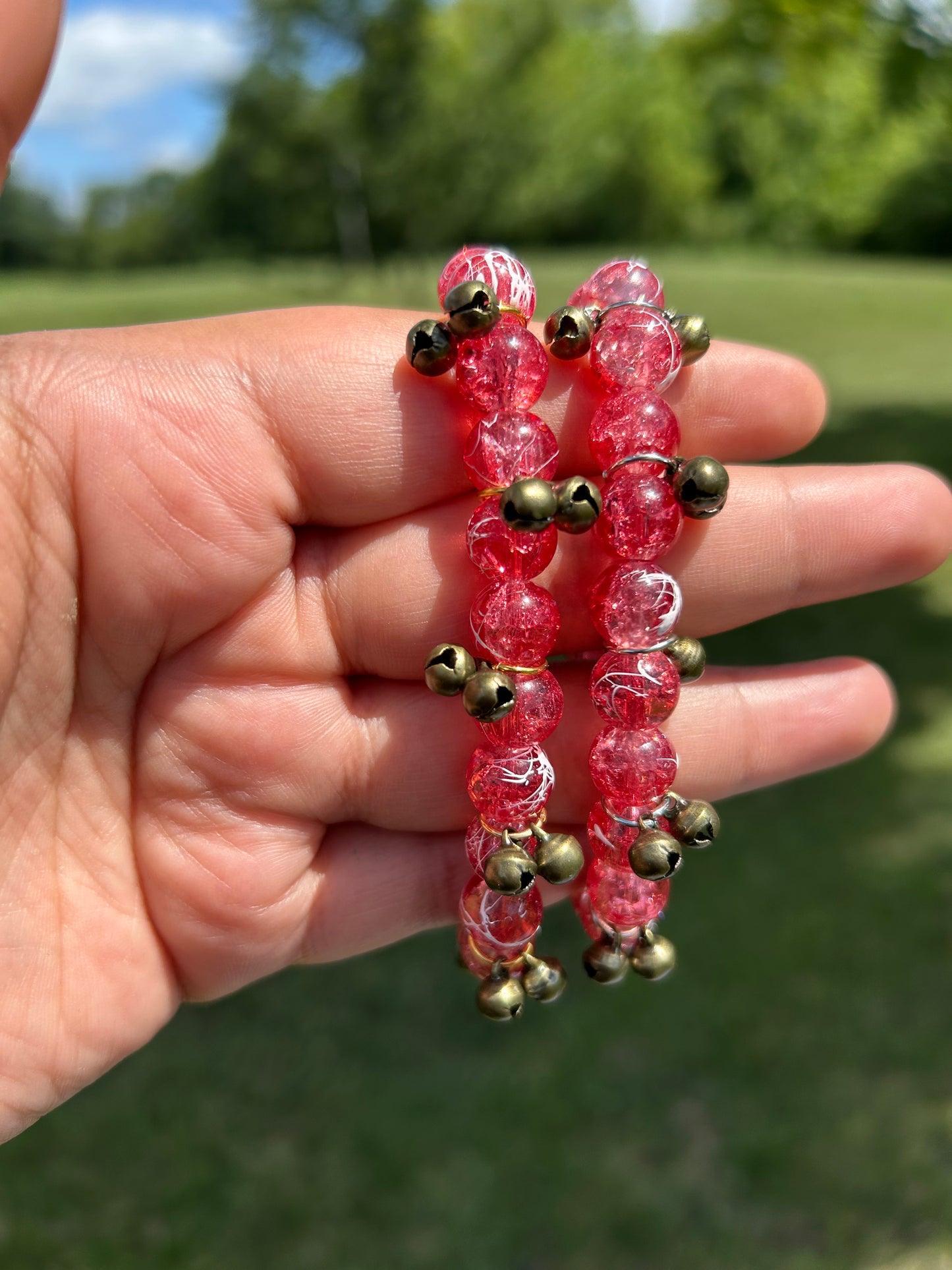 Copper Cherry Bells Style Cherry Glass Bracelet