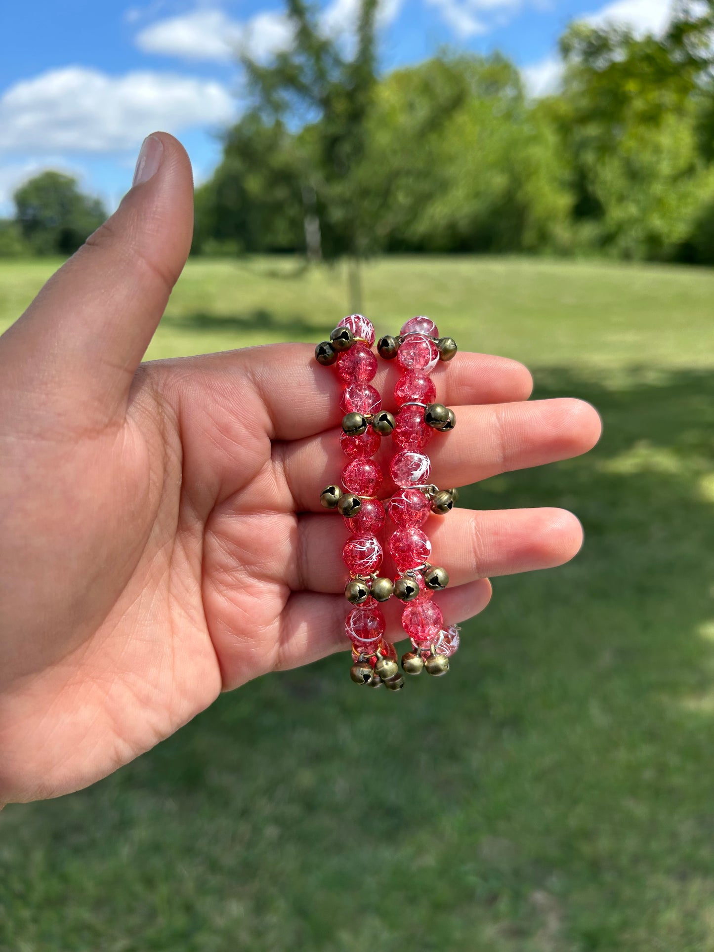 Copper Cherry Bells Style Cherry Glass Bracelet