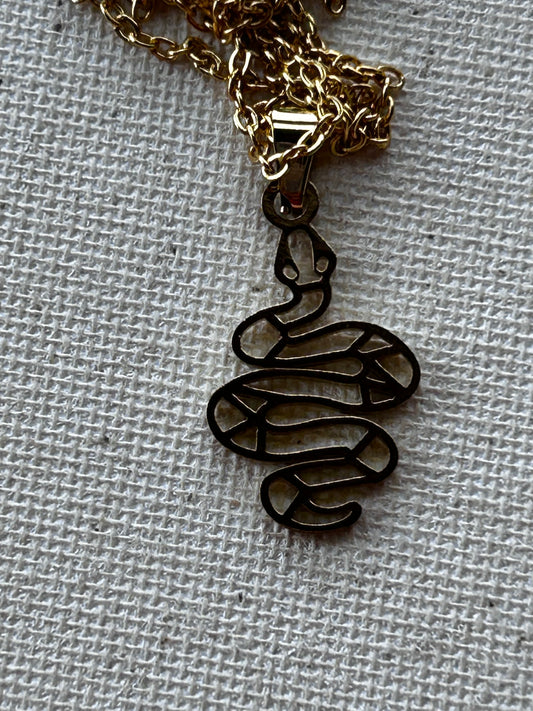 Gold Chain Snake Necklace & Earring Set