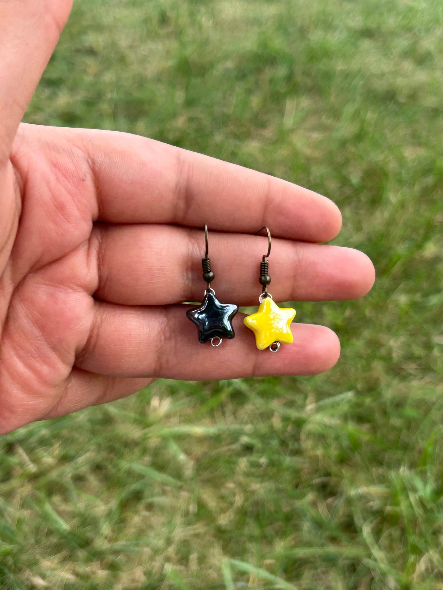 Black N Yellow Star Child Earrings