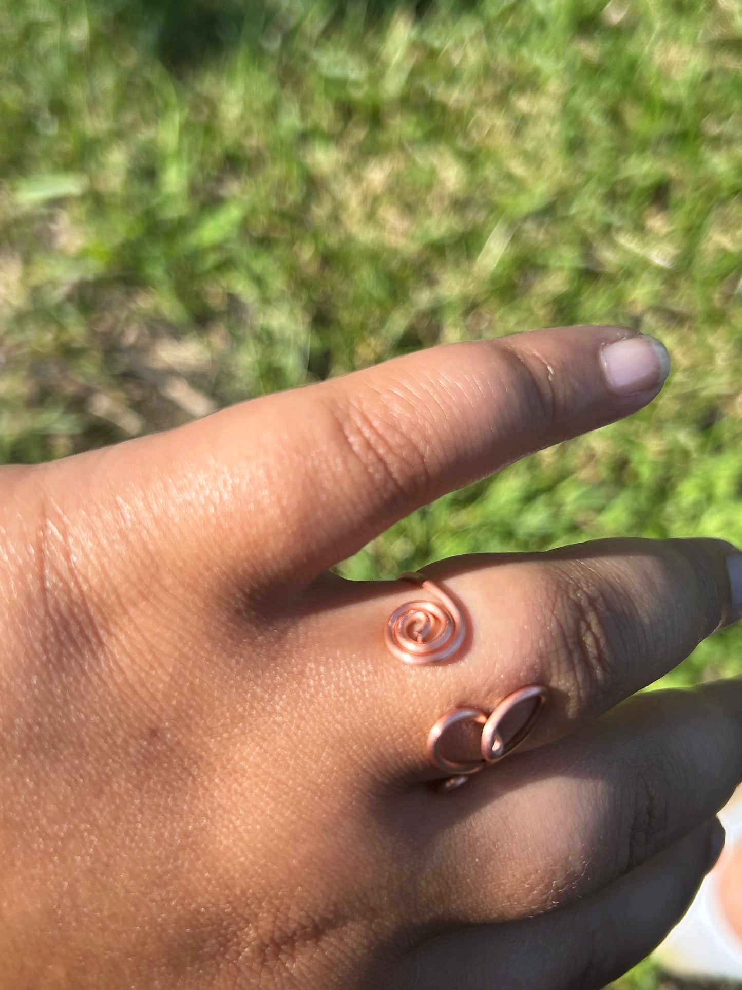 Adjustable Hand Wrapped Copper Wire Heart Ring