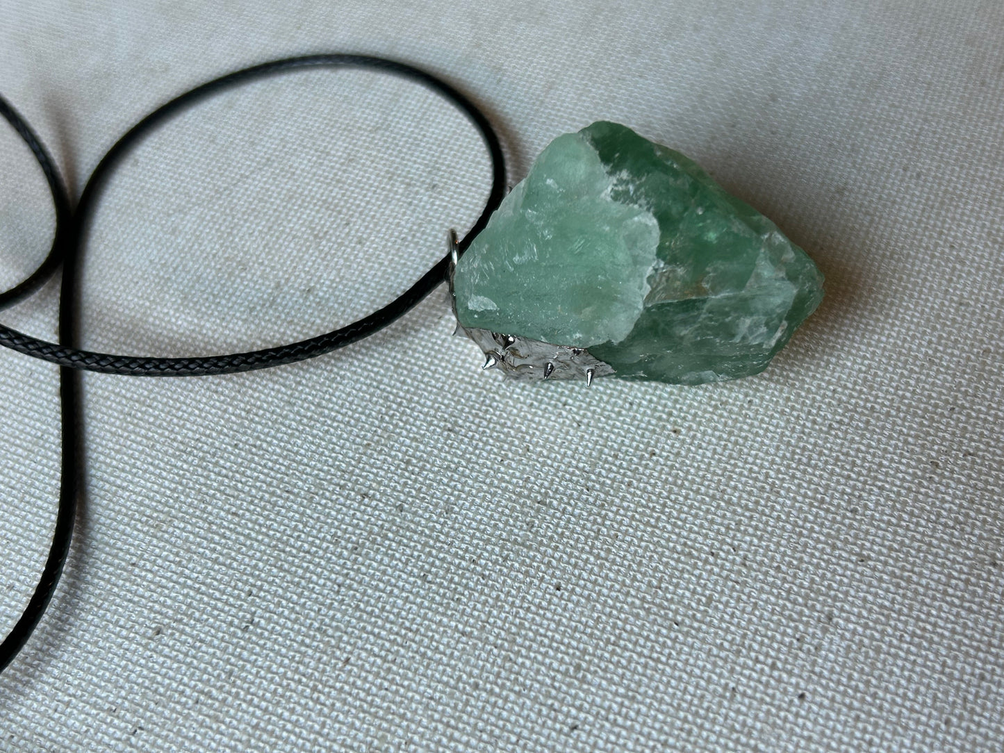Hand Soldered Raw Green Fluorite Necklace