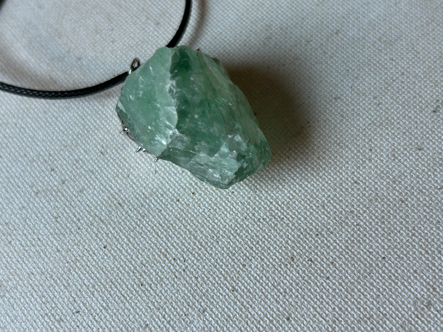 Hand Soldered Raw Green Fluorite Necklace