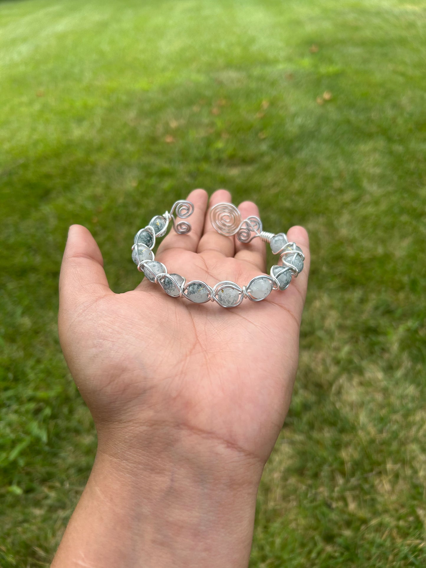 Peace & Serenity Silver Wire Wrapped Bangle