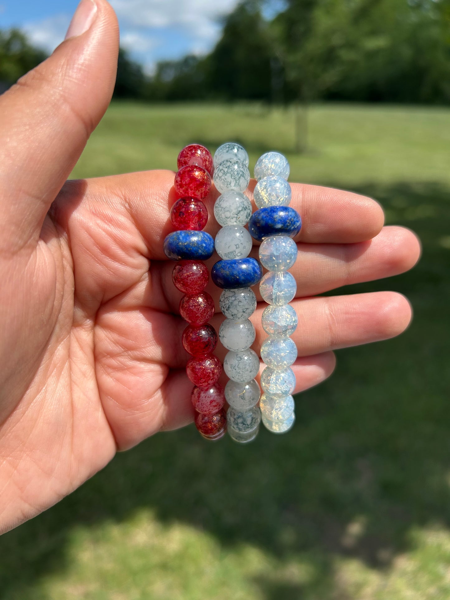 Polished Lapis Lazuli Glass Bracelet