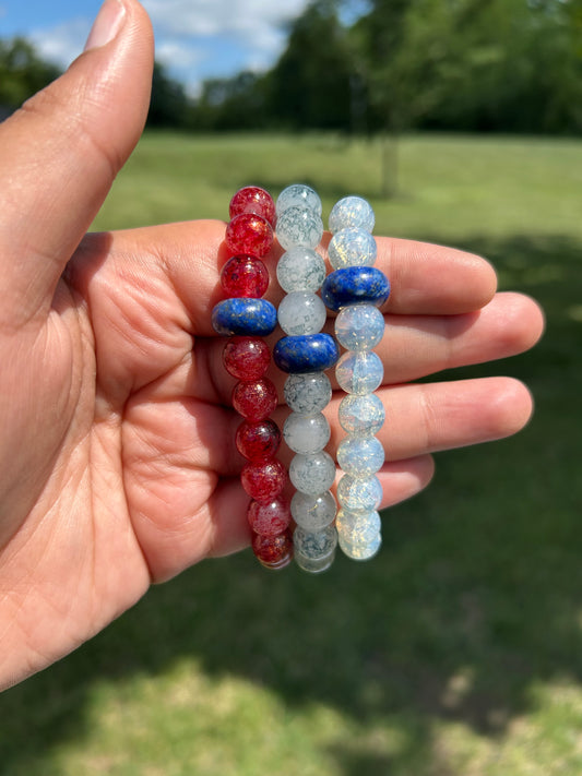Polished Lapis Lazuli Glass Bracelet